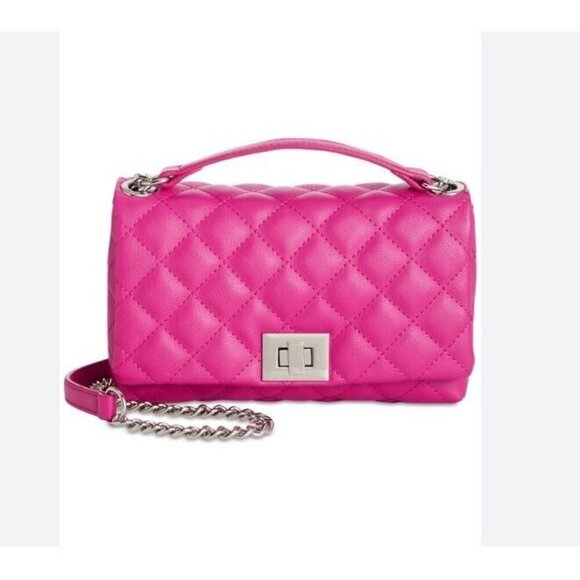 INC mini Ajae quilted faux-leather flap over crossbody shoulder bag - Pink - Picture 1 of 12